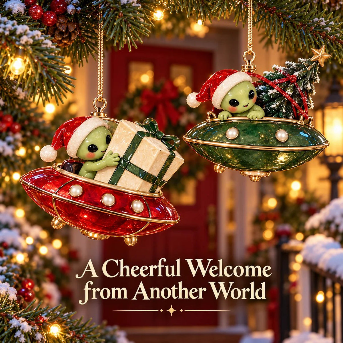 👽🎄 Christmas Alien UFO Ornaments – 6 Cute Cosmic Designs, Unique Christmas Tree Decorations & Holiday Gifts 🚀✨
