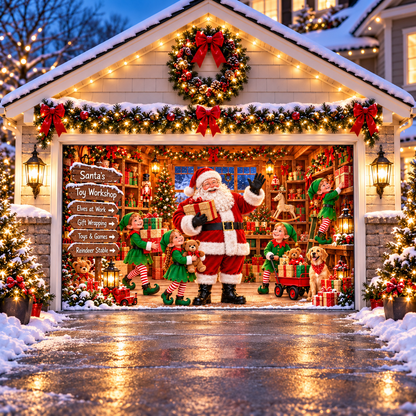 🔥LAST DAY 50% OFF🎄 Christmas Garage Door Cover 🚗✨
