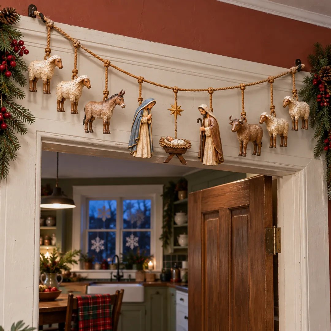 🎄 Bethlehem Blessings™ Wooden Nativity Christmas Garland