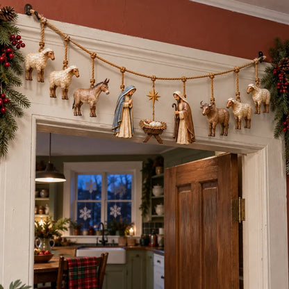 🎄 Bethlehem Blessings™ Wooden Nativity Christmas Garland
