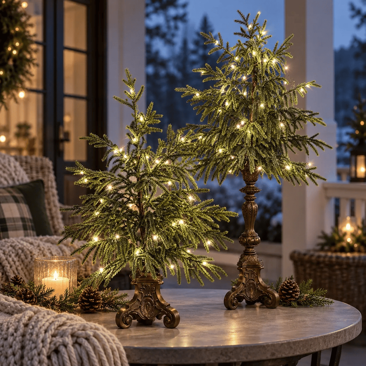 Vintage Lighted Norfolk Pine Trees