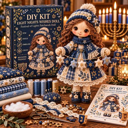 Hanukkah DIY Patchwork Doll Kit – Festival of Lights Handmade Keepsake | 3 Beautiful Designs to Choose From