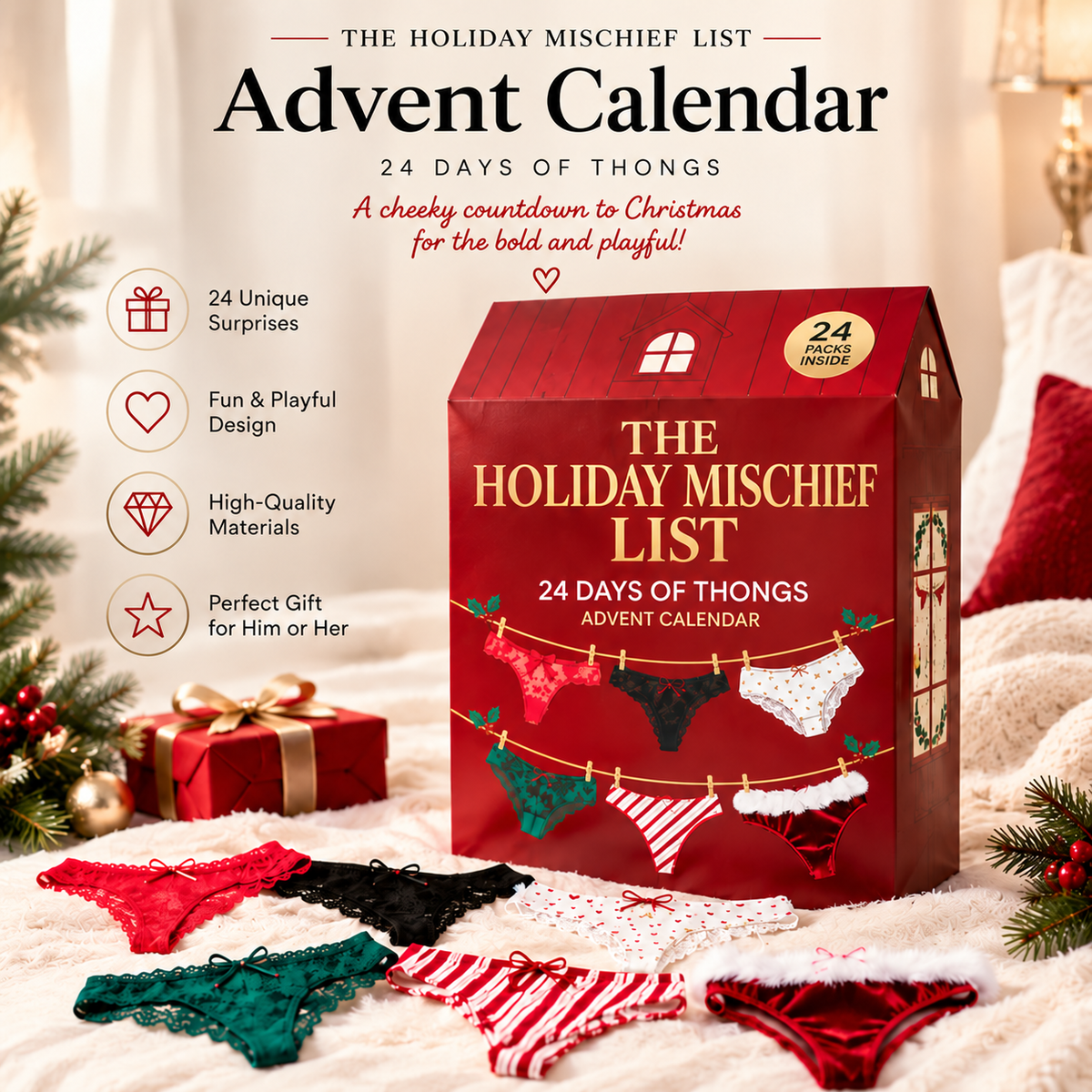 🎁 24 Days of Temptation™ – Thong Advent Countdown Gift Box | A Playful Surprise for Every Day 🔥