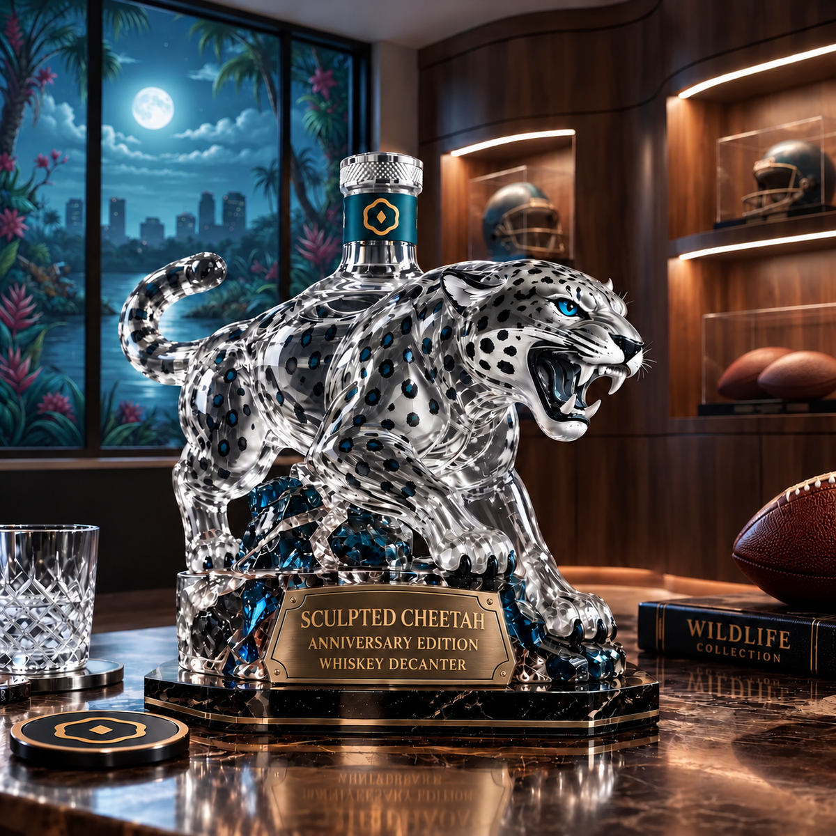 🐆 Sculpted Cheetah Whiskey Bottle — Anniversary Edition