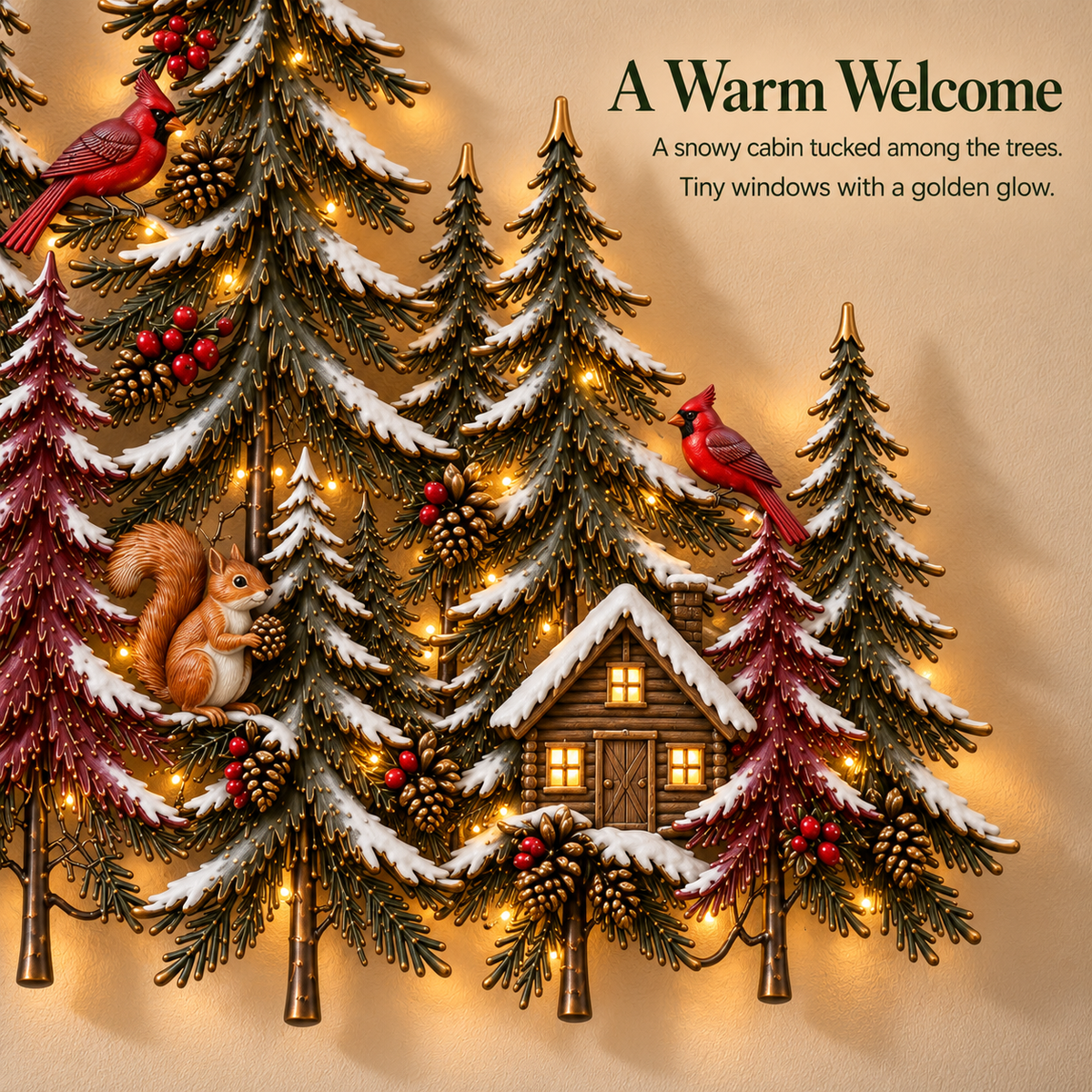 🌲 Woodland Glow – Lighted Winter Forest Wall Decor