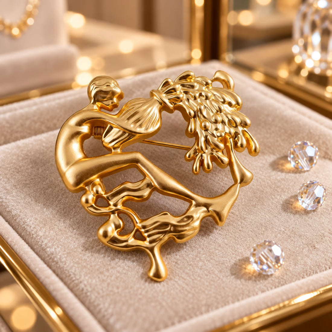 Vintage Gold-Tone Zodiac Sign Brooch