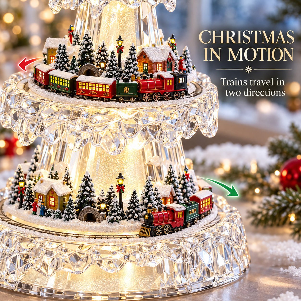 🎶Gold Three-Tier Christmas Village