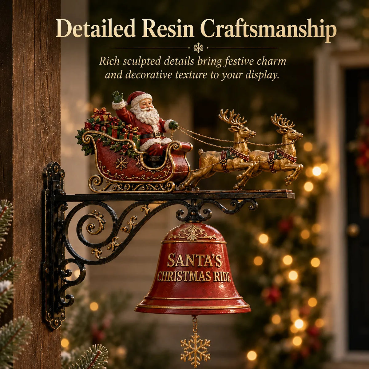🎅 Santa Sleigh with Reindeer & Bell | 3D Christmas Outdoor Decoration🔔
