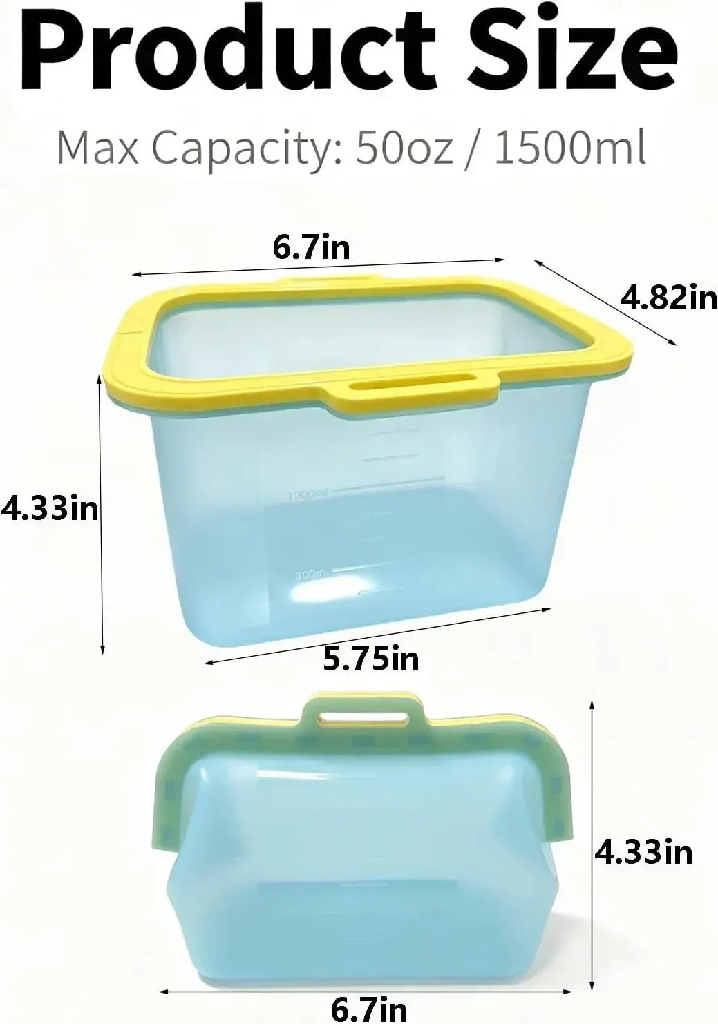 🥬Reusable Silicone Food Storage Bags, Magnetic Seal, 50oz