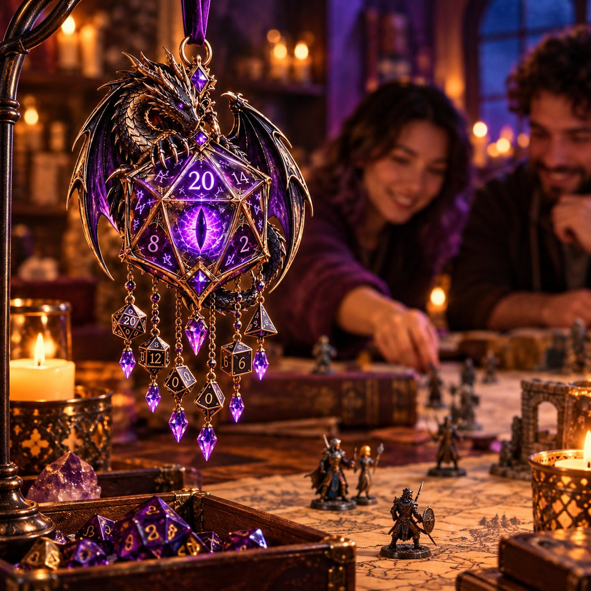 Glow Dragon Hanging Wind Chime for Fantasy Room Styling