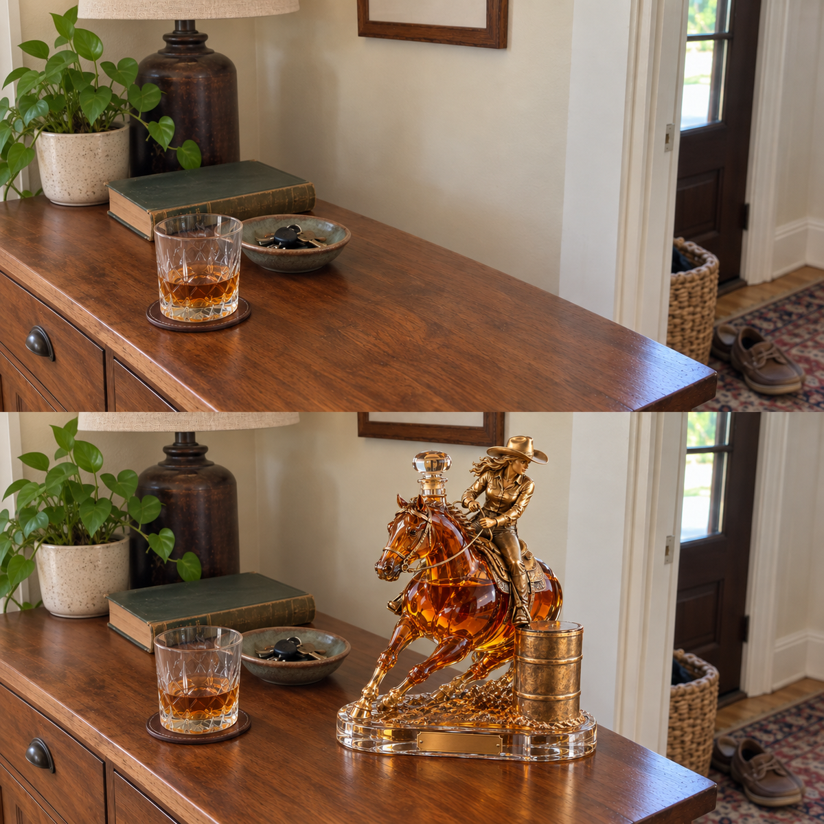 🐎 Western Spirit Cowgirl Barrel Racing Whiskey Decanter 🥃