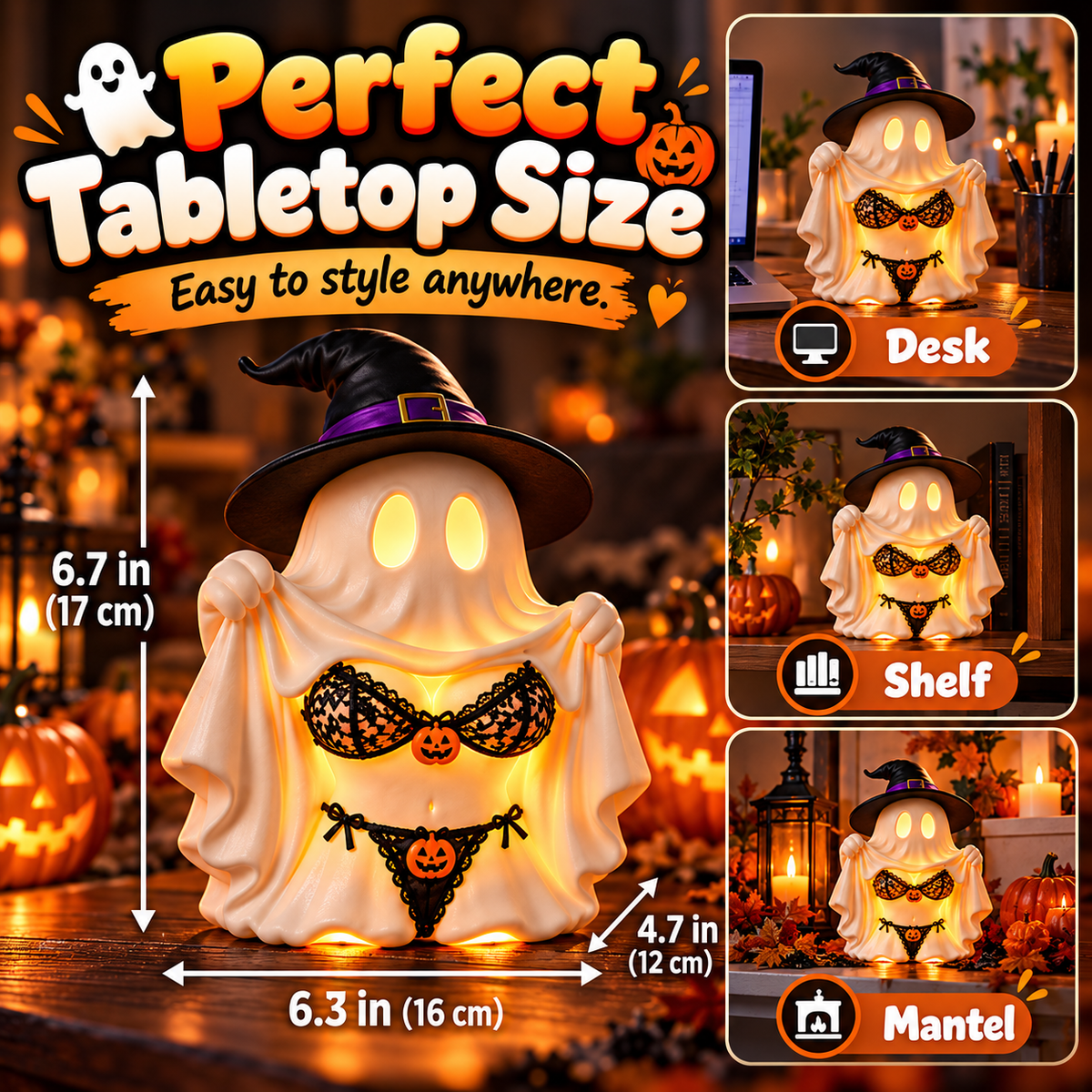 👻Cheeky Ghost Halloween Tabletop Decor – 5 Mischievous Styles