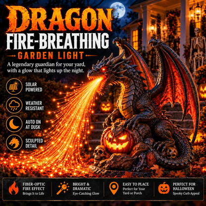 🐉 Inferno Dragon™ Fire-Breathing Solar Garden Light – Glowing Halloween Dragon Statue for Outdoor Yard & Porch Decor