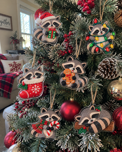Adorable Christmas Raccoon Ornaments