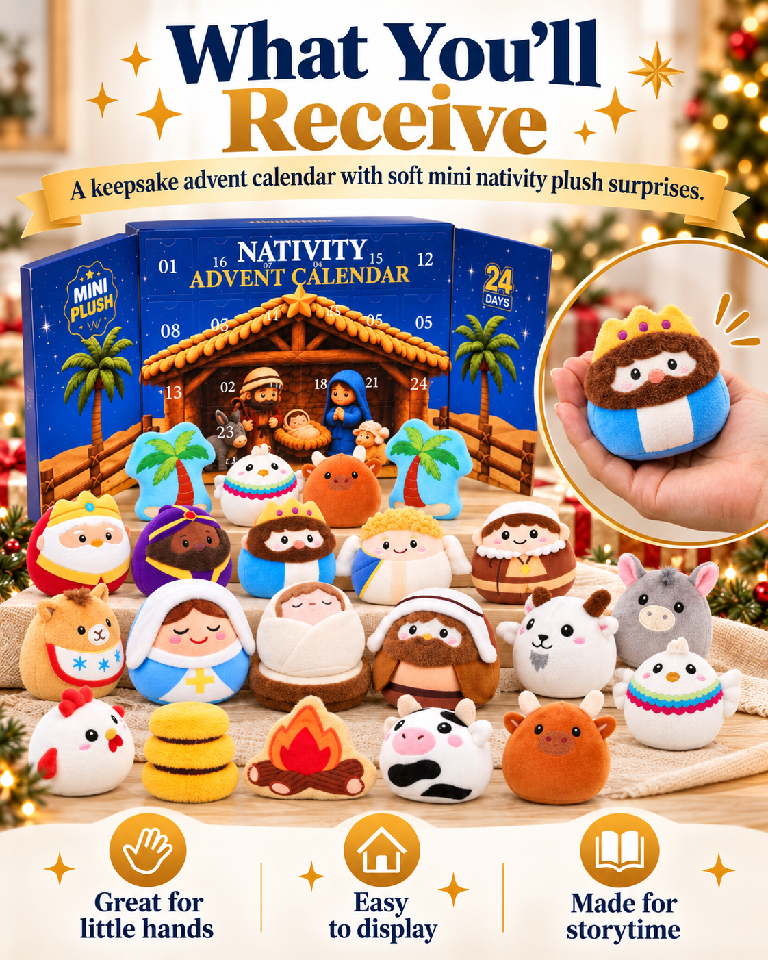 24 Days of Nativity Surprises – Plush Christmas Advent Calendar for Kids