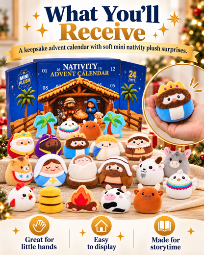 24 Days of Nativity Surprises – Plush Christmas Advent Calendar for Kids