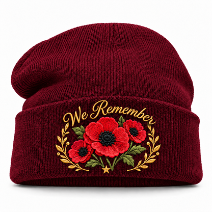 🌺 Remembrance Poppy Embroidered Beanie - A Tribute to Those Who Served