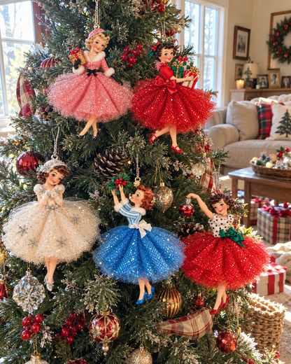 Vintage Christmas Lady Ornaments – 1950s-Inspired Holiday Charm 🎄