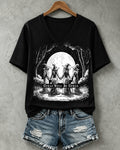 100% Cotton Women's Girls Will Be Girls Funny Witch V- Neck Short Sleeve Tshirt