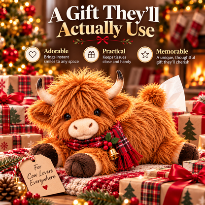 Fluffy Highland Cow Tissue Box Holder