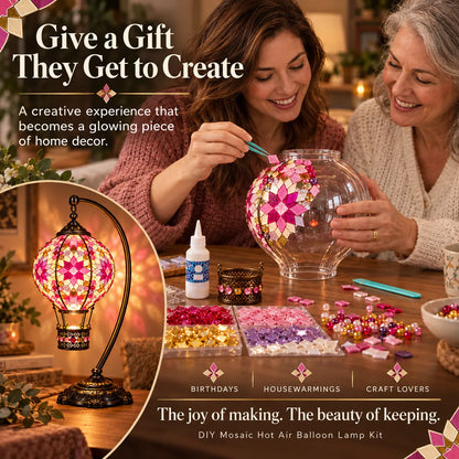 ⏳ Last Day 49% OFF – 🎨 Beginner-Friendly Turkish Mosaic Hot Air Balloon Lamp DIY Kit | Complete Kit with Mosaic Pieces, Tools & USB Light Included ✨