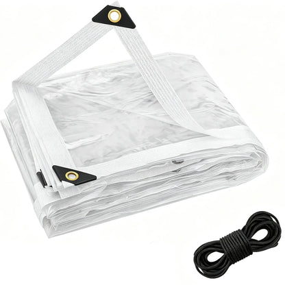 🌧️💪 ClearGuard™ Heavy-Duty Waterproof Tarp – Transparent Outdoor Rain Cover with Secure Grommets