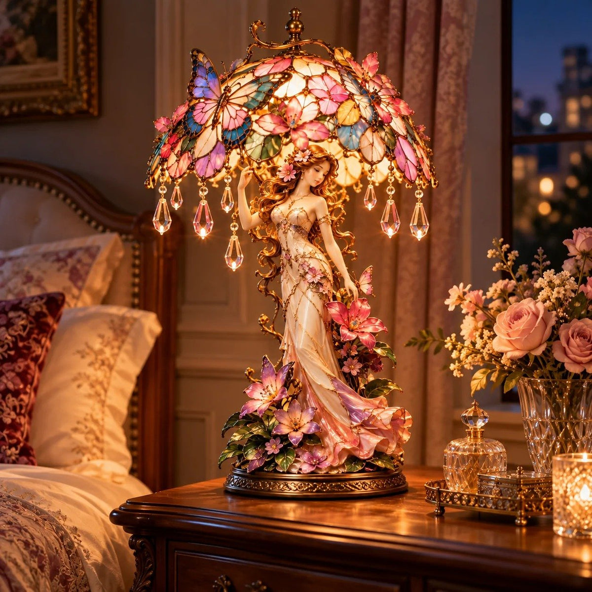 Enchanted Butterfly Garden Lady – Illuminated Floral Sculpture
