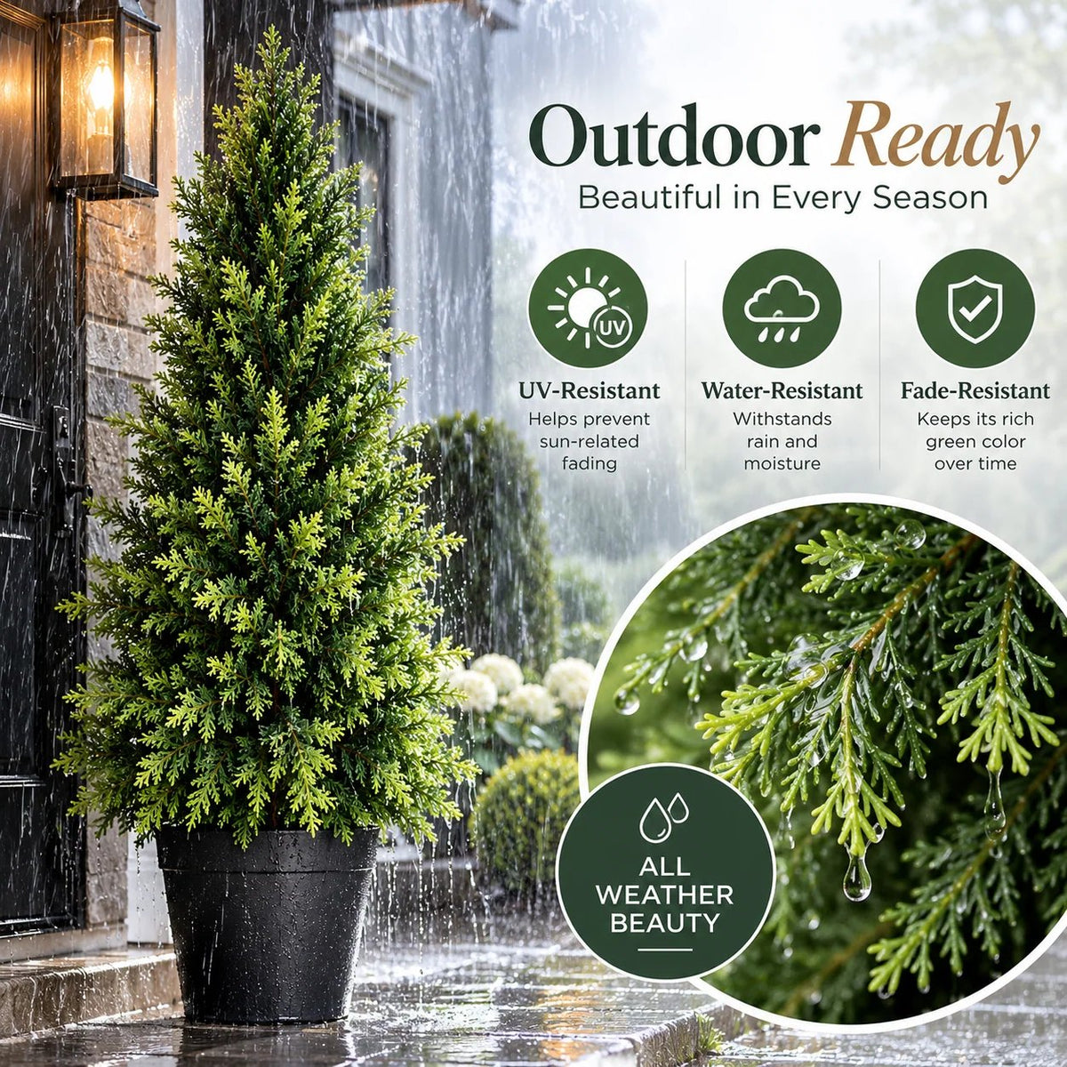 🌿 Luxury Realistic Cypress Topiary Tree – Elegant, Weather-Resistant Outdoor Décor