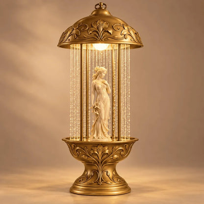 Vintage Oil Rain Lamp with Classical Statue
