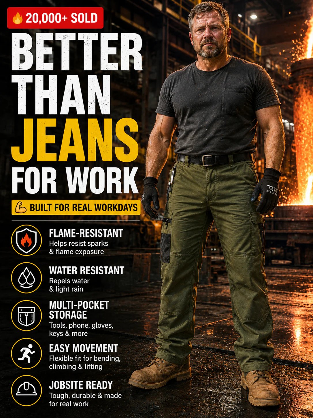 Men's Flame-Resistant (FR) Tactical Work Pants