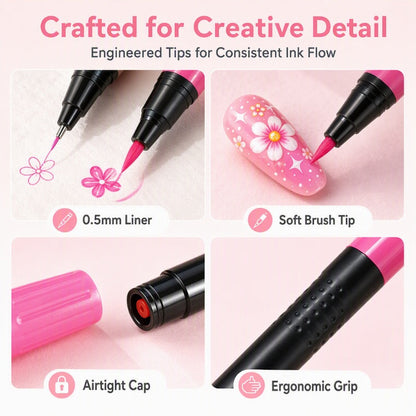 24-Color Dual-Tip Nail Art Drawing Pens