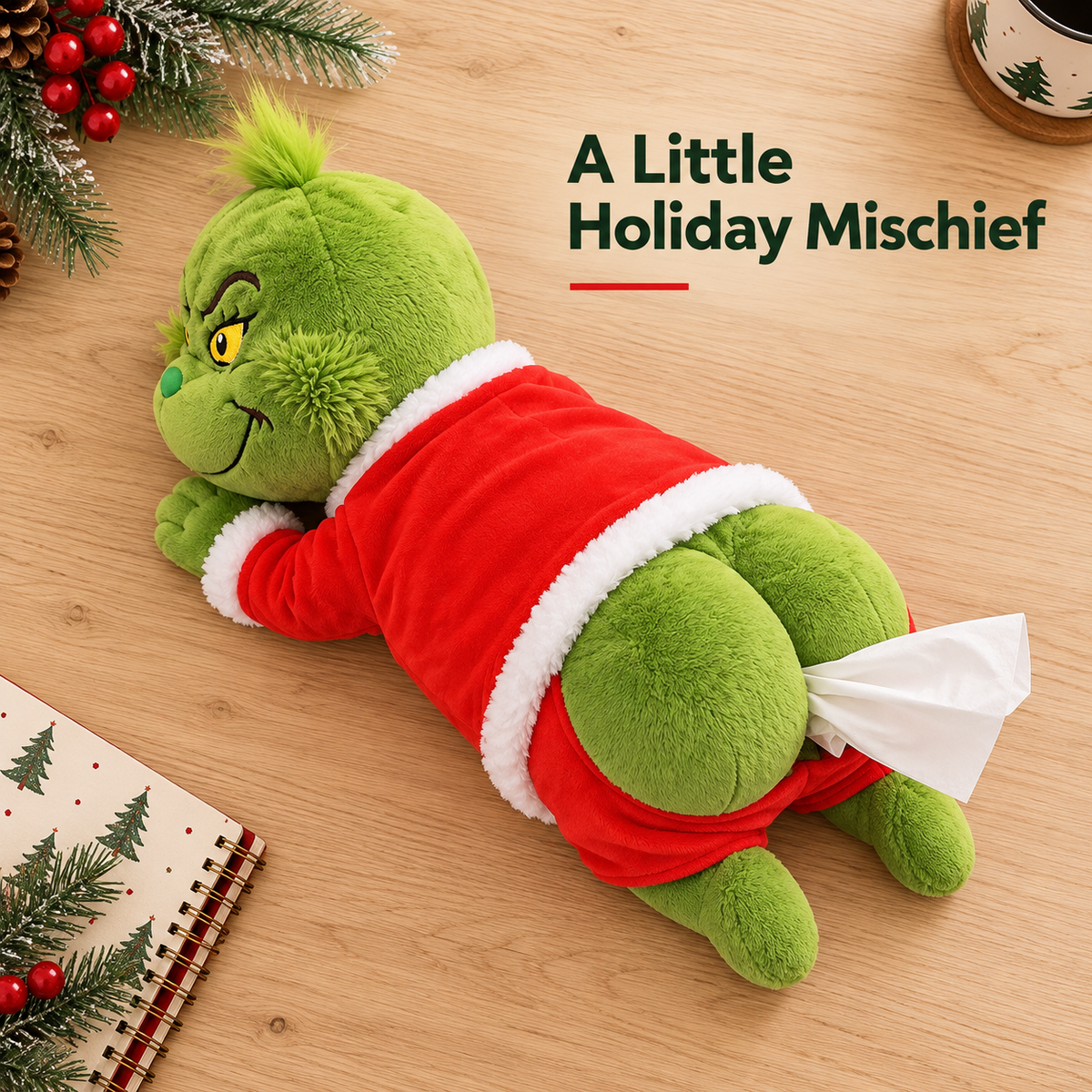 🎄 Funny Christmas Plush Tissue Box Cover – A Cheeky Holiday Surprise! 😂
