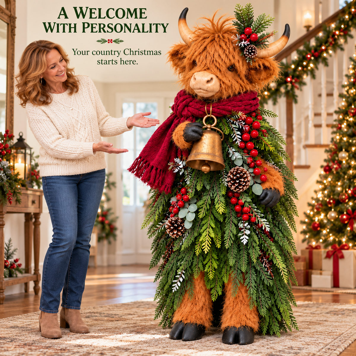 Highland Cow Christmas Greeter – A Charming Holiday Welcome