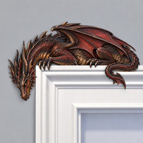 🐉🔥 Sleeping Dragon Door Topper | Medieval Fantasy Dragon Guardian Wall Décor for Doorway, Gaming Room & Gothic Home 🏰✨