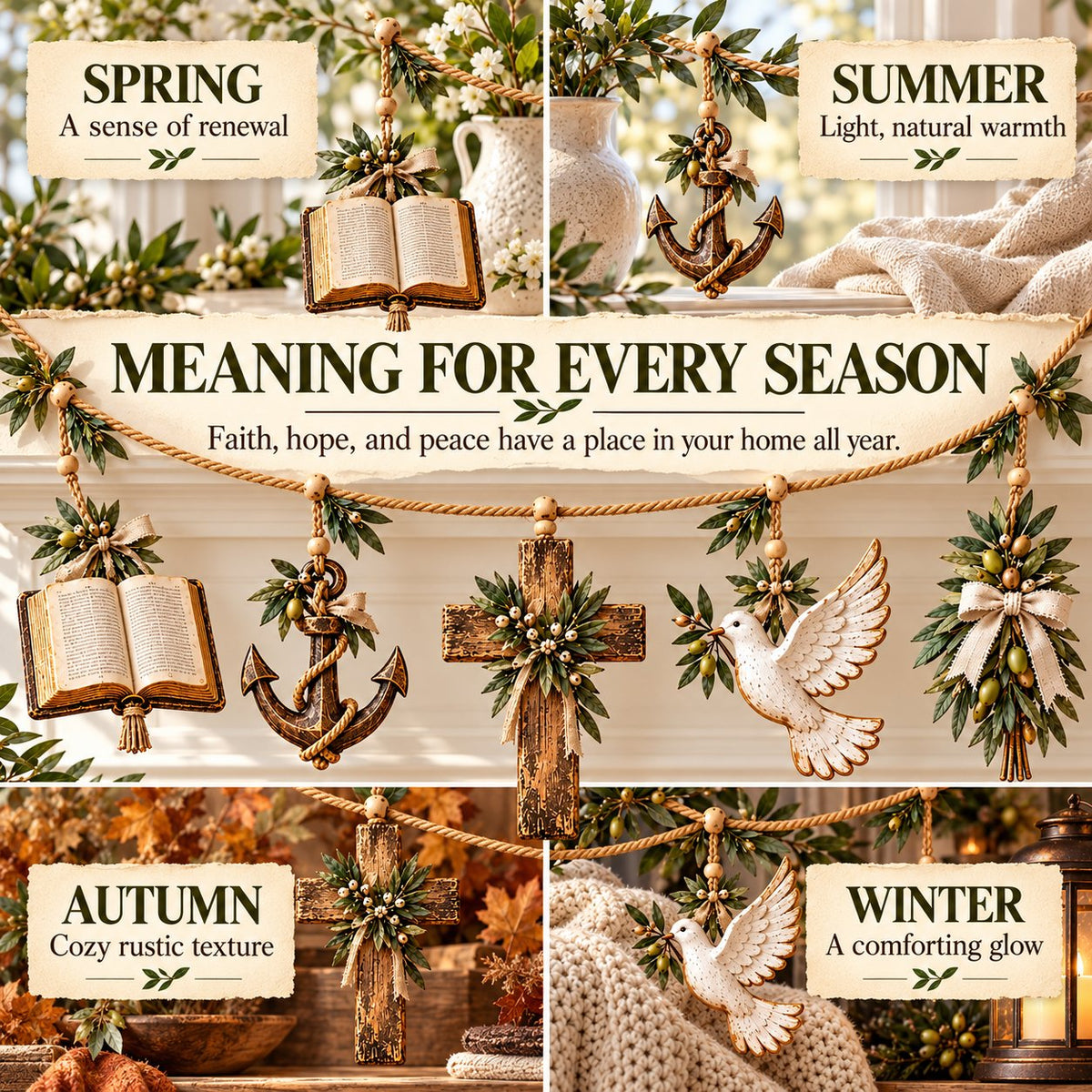 Faith, Hope & Love Christian Symbol Garland