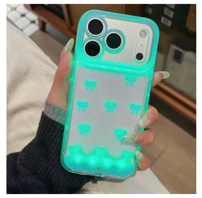 📱Vibrant LED Bowknot Phone Case, Compatible with iPhone 11/12/13/14/15/16/17 Pro/Pro Max
