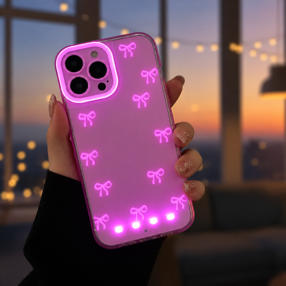 📱Vibrant LED Bowknot Phone Case, Compatible with iPhone 11/12/13/14/15/16/17 Pro/Pro Max