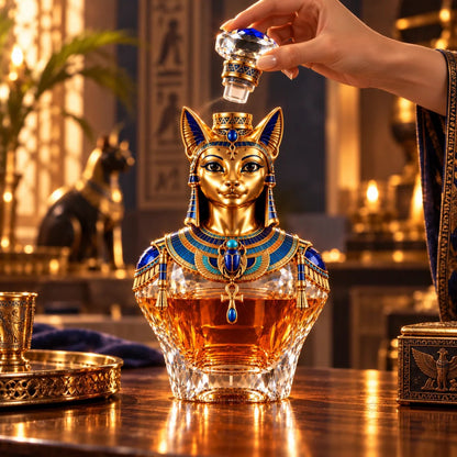 🐈 Bastet’s Royal Legacy Whiskey Decanter – Golden Egyptian Cat Collector’s Edition 🏺
