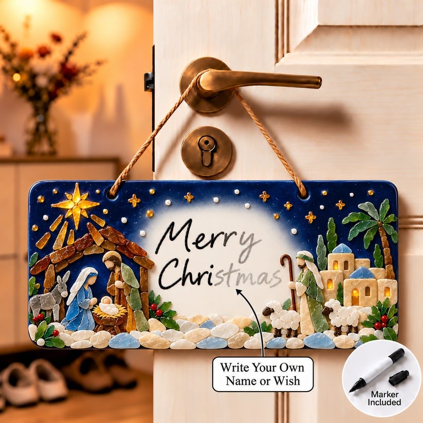 ⏳ Last Day 49% OFF – 🎄 Beginner-Friendly DIY Sea Glass Christmas Hanging Sign Kit | 8 Festive Designs with Handwritten Personalization ✍️