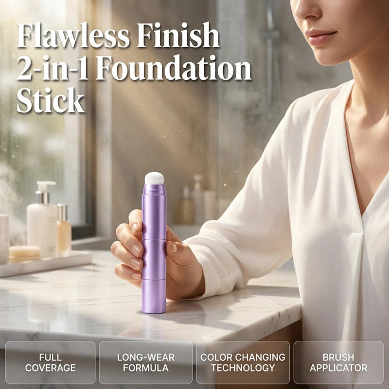 🤍Limited Buy 2 Get 1 Free!!💄 2-in-1 Color Changing Foundation Stick ✨Conceals Blemishes & Redness, Long Lasting 💗