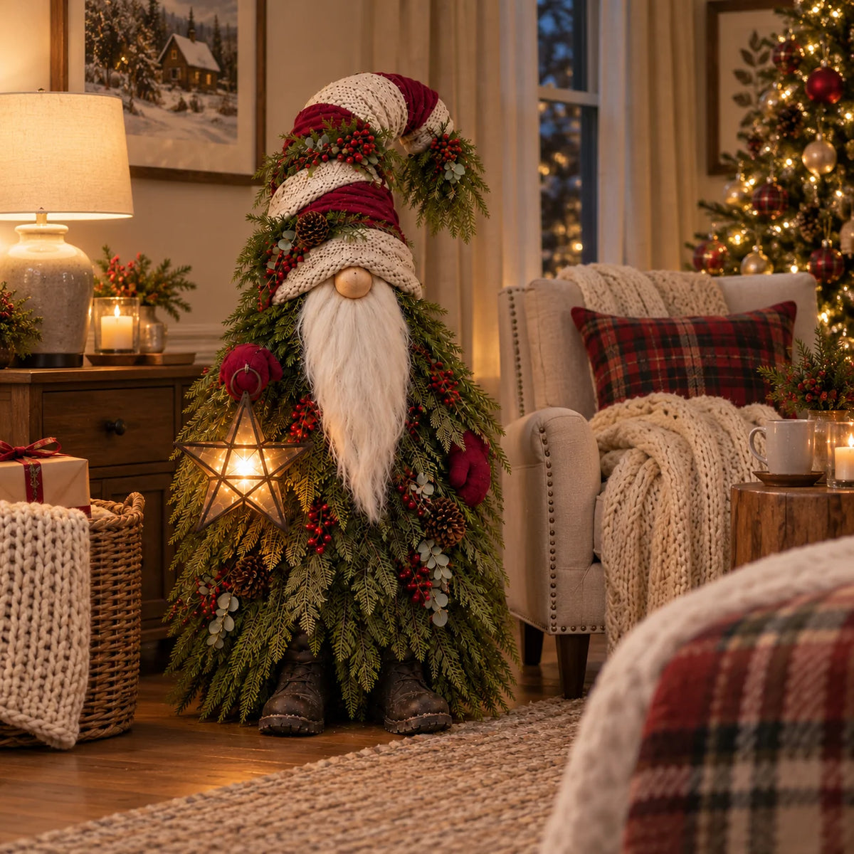 🔥Evergreen Star Gnome™ Lighted Christmas Woodland Decor