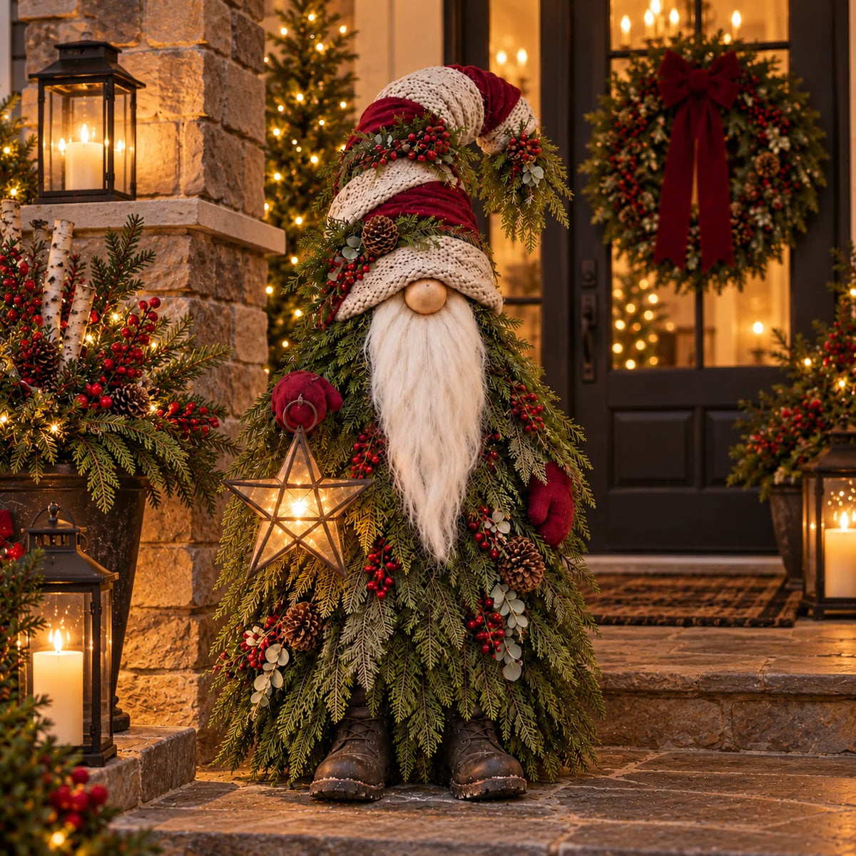 🔥Evergreen Star Gnome™ Lighted Christmas Woodland Decor