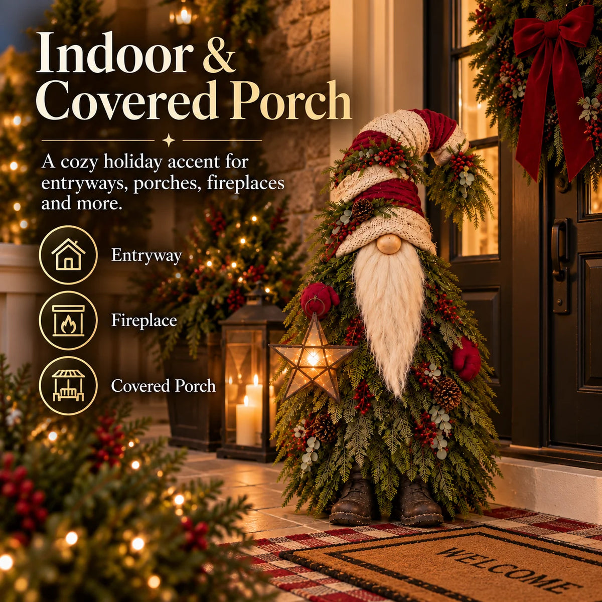 🔥Evergreen Star Gnome™ Lighted Christmas Woodland Decor