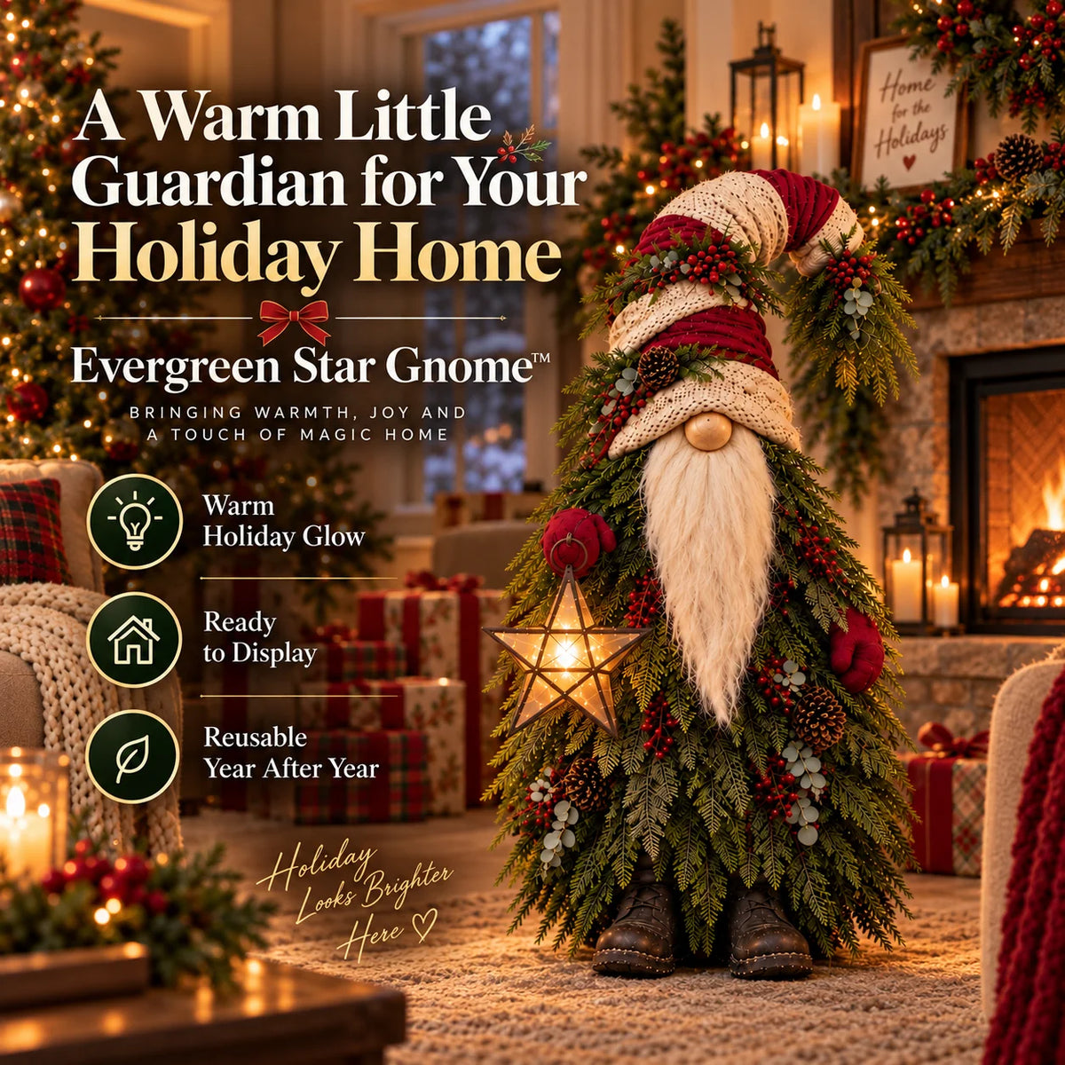 🔥Evergreen Star Gnome™ Lighted Christmas Woodland Decor