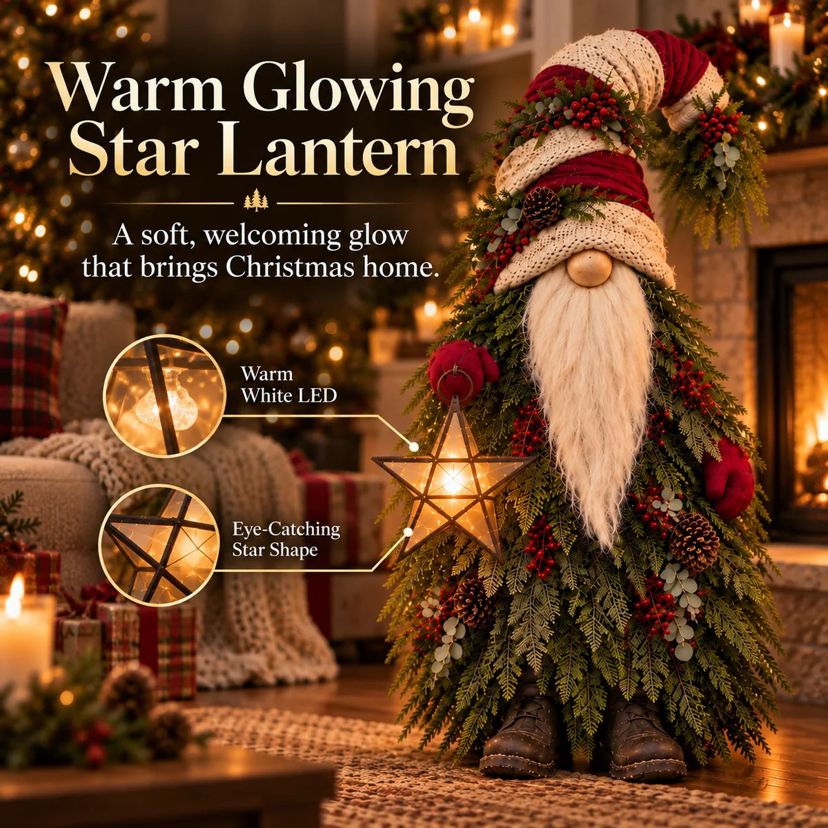 🔥Evergreen Star Gnome™ Lighted Christmas Woodland Decor