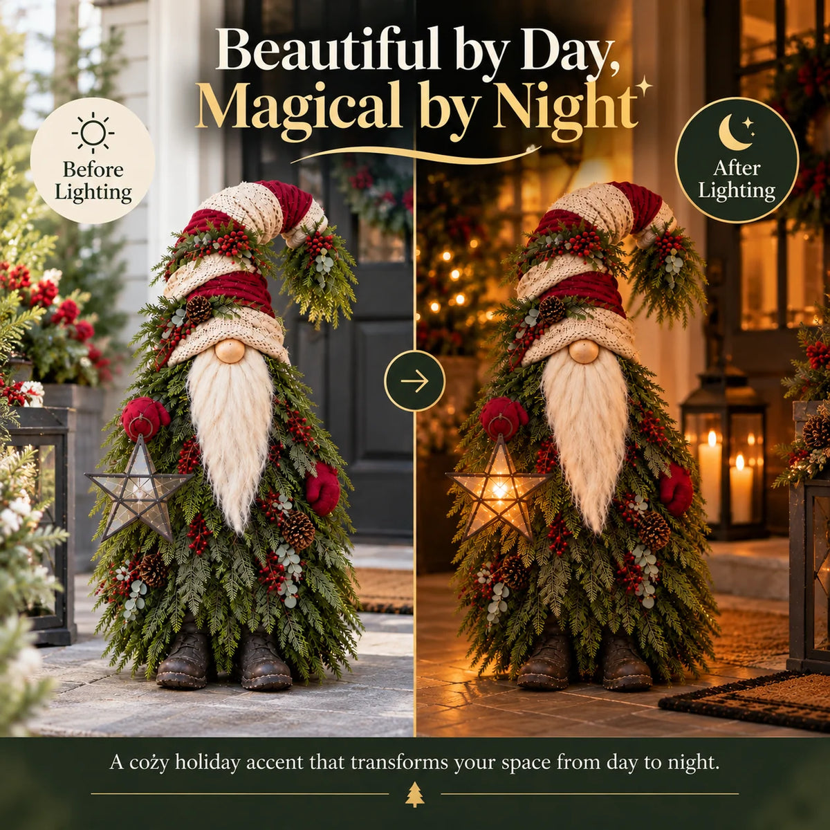 🔥Evergreen Star Gnome™ Lighted Christmas Woodland Decor