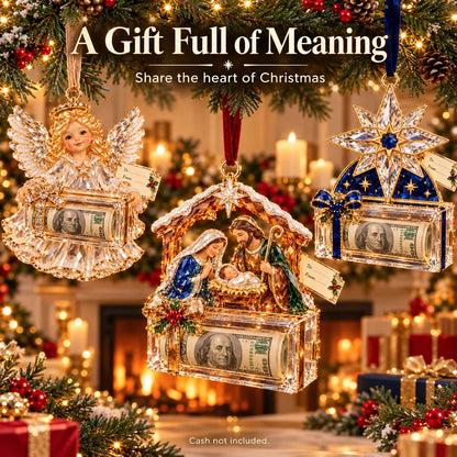 🎄 Christmas Cash Gift Ornament | 20 Crystal-Style Designs with Money Holder & Gift Tag 🎁