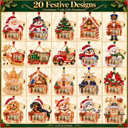 🎄 Christmas Cash Gift Ornament | 20 Crystal-Style Designs with Money Holder & Gift Tag 🎁