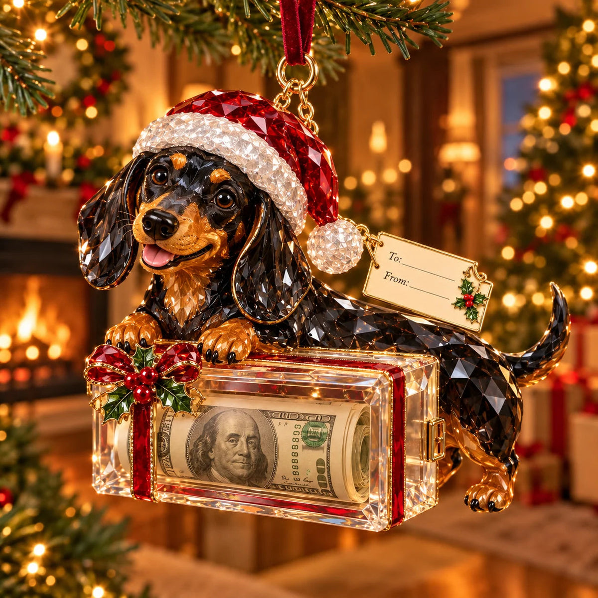 🎄 Christmas Cash Gift Ornament | 20 Crystal-Style Designs with Money Holder & Gift Tag 🎁