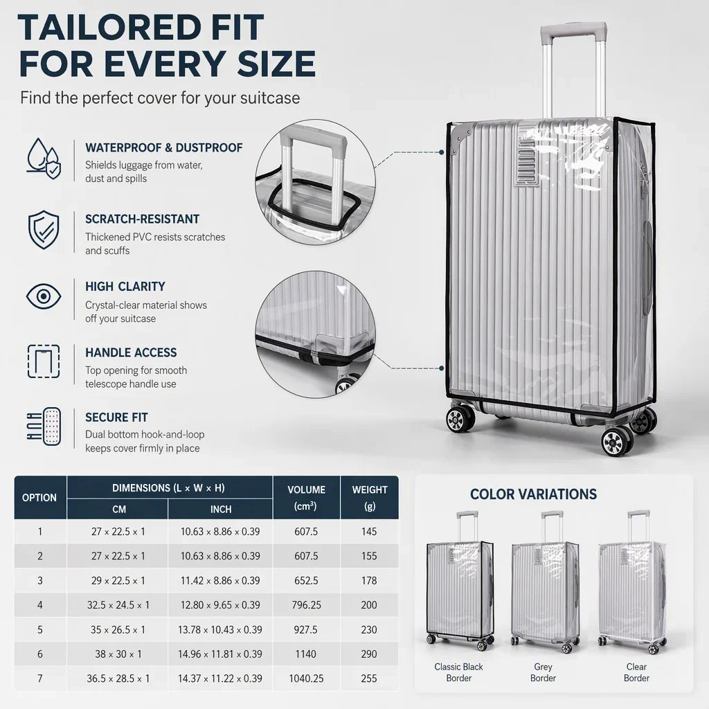 Protect Luggage Instantly! Clear PVC Suitcase Cover